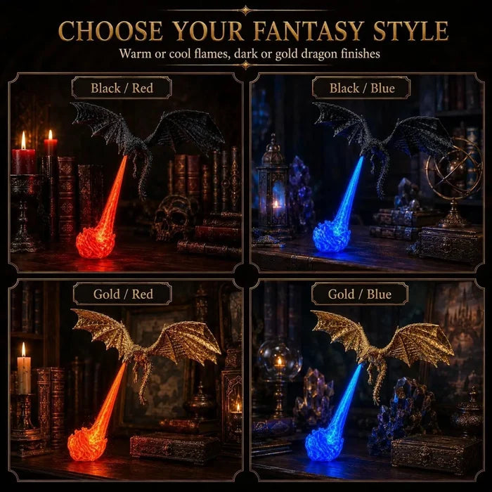 Dragon Book Nook Light Fire Breathing LED Night Lamp Modern