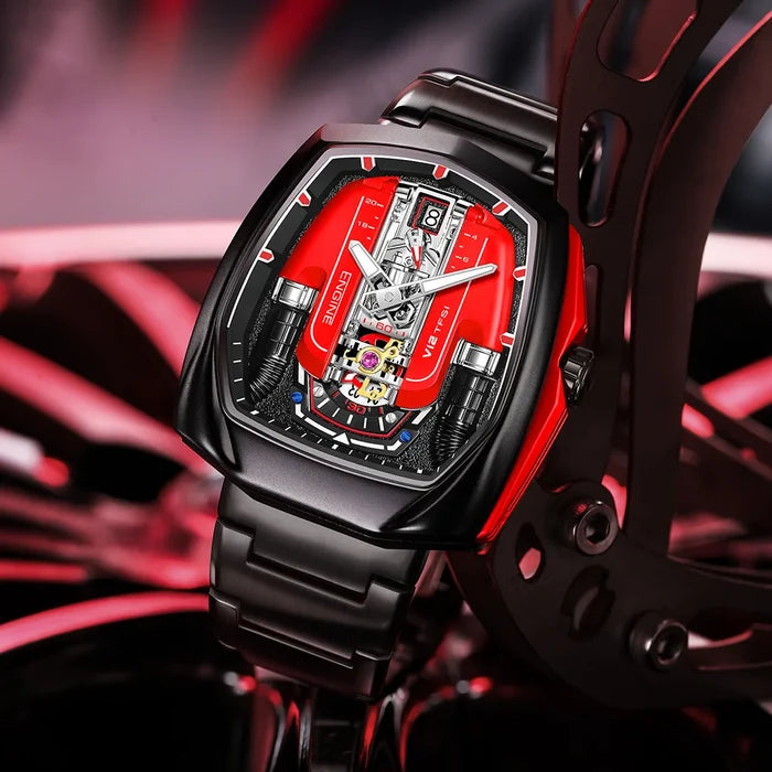 Drop Shipping Super Luxury V12 Engine Watch Man Watches Quartz Movement Waterproof Quartz for Man Watch