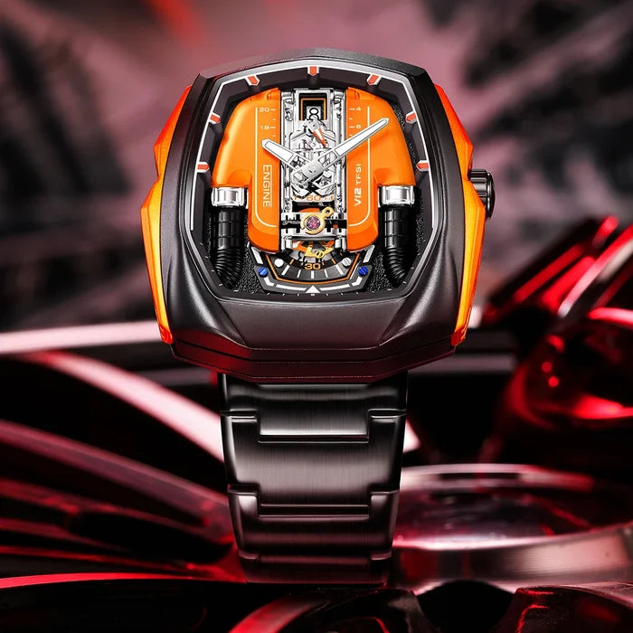Drop Shipping Super Luxury V12 Engine Watch Man Watches Quartz Movement Waterproof Quartz for Man Watch