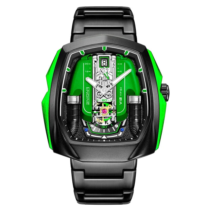 Drop Shipping Super Luxury V12 Engine Watch Man Watches Quartz Movement Waterproof Quartz for Man Watch