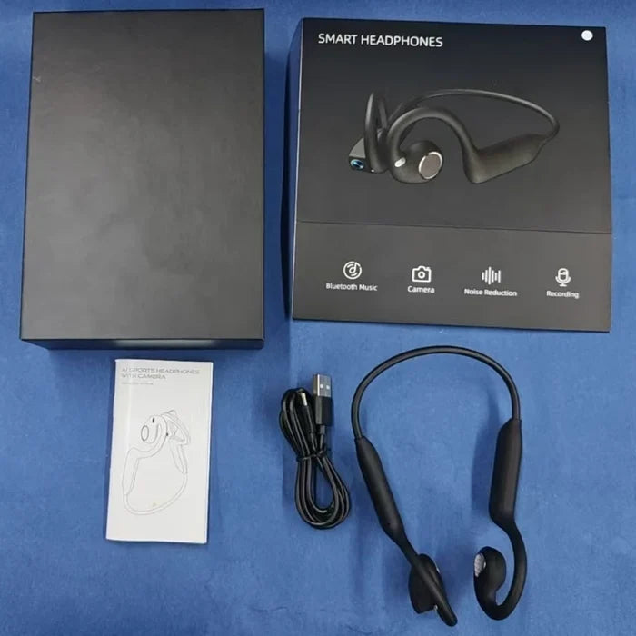 E12 Smart Open-Ear Headphones with 8MP Camera
