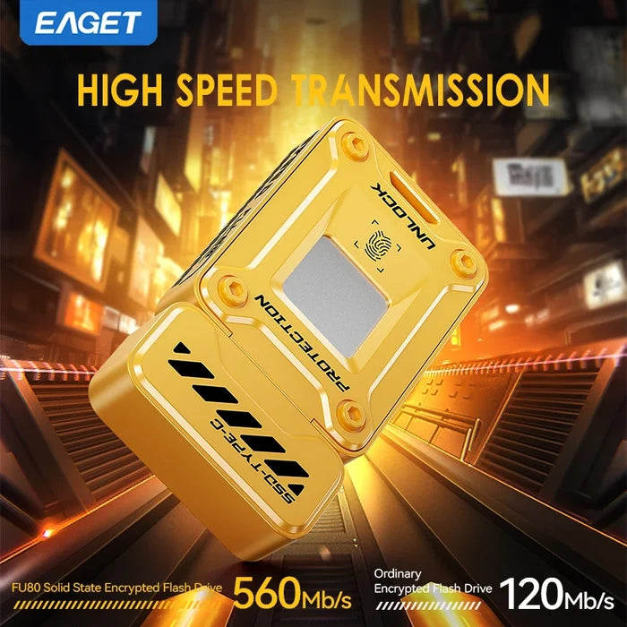 EAGET FU80-1 Pendrive Type-c Thumb Drive 560MB/S Fingerprint