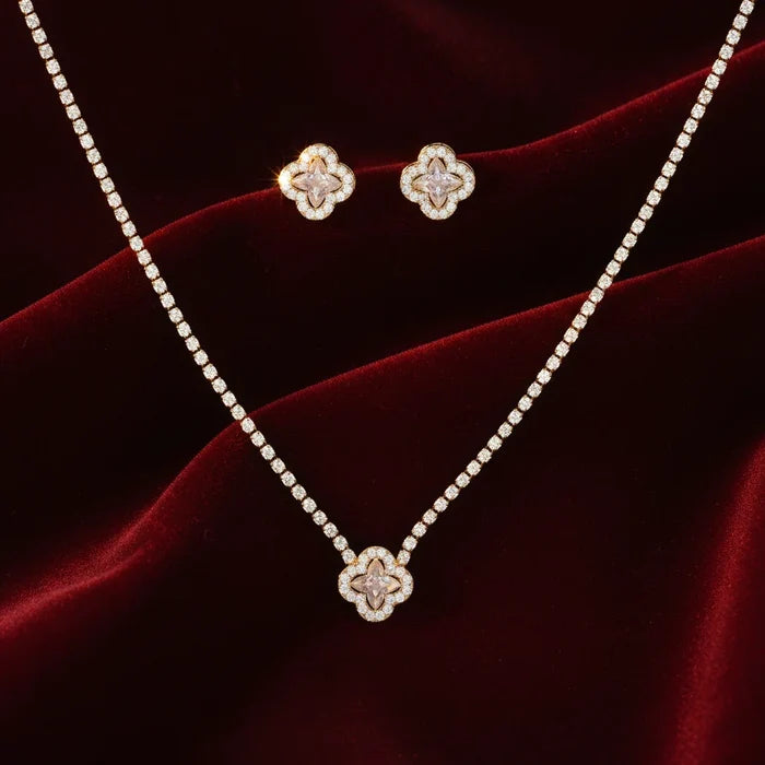 Eco-friendly Clover Zircon Jewelry Set for Women
