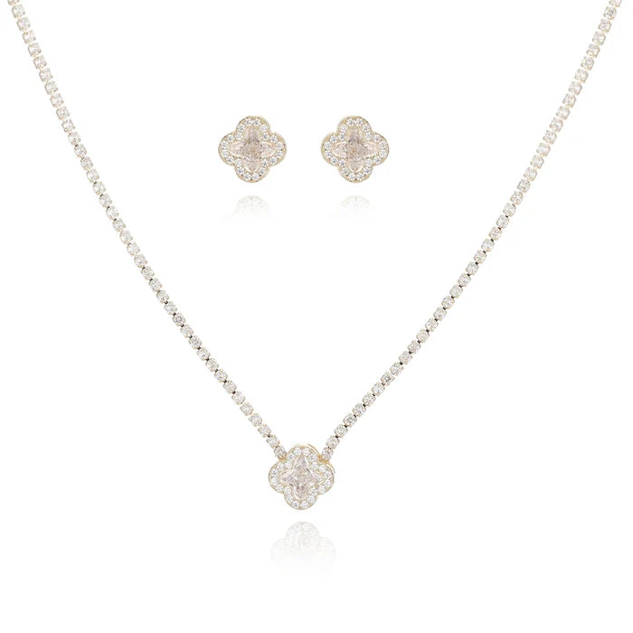 Eco-friendly Clover Zircon Jewelry Set for Women