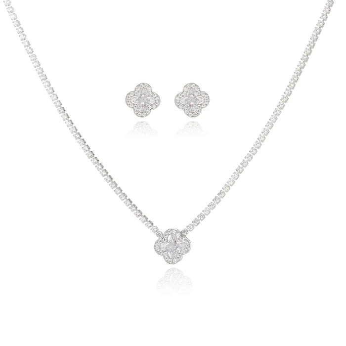 Eco-friendly Clover Zircon Jewelry Set for Women