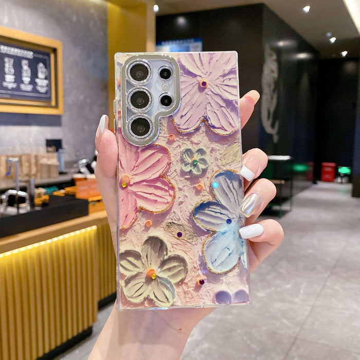 Electroplated IMD Flower Marble Cover for Samsung