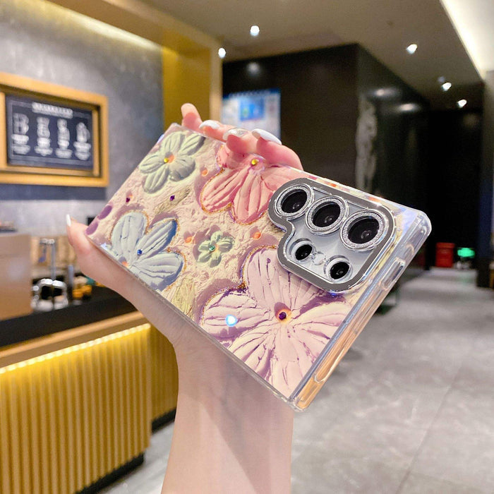 Electroplated IMD Flower Marble Cover for Samsung