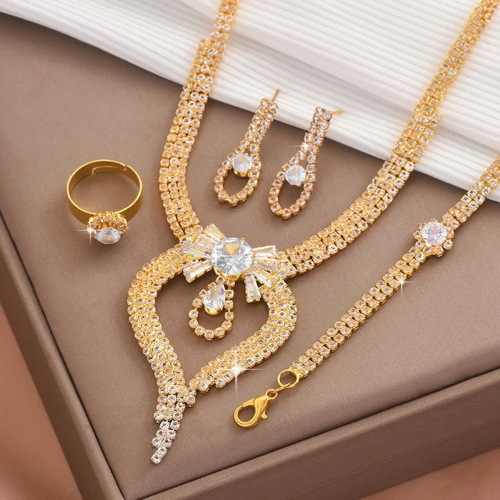 Elegant Bridal Jewelry Set with Rhinestones