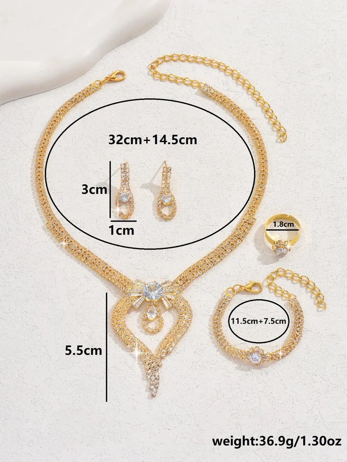 Elegant Bridal Jewelry Set with Rhinestones