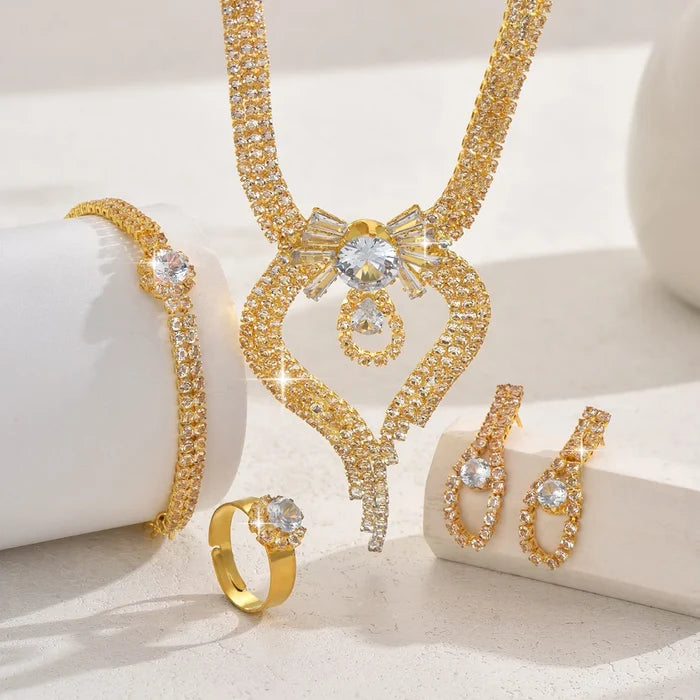Elegant Bridal Jewelry Set with Rhinestones