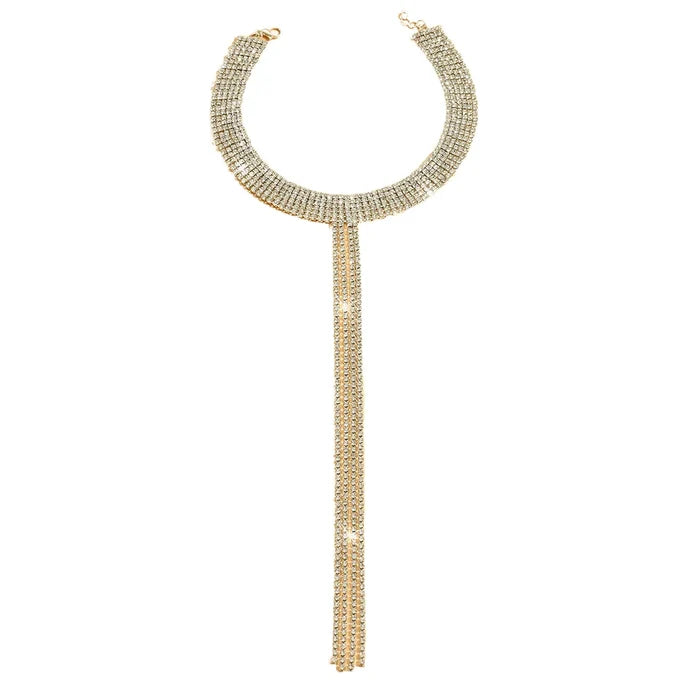 Elegant Claw Chain Water Diamond Tassel Necklace