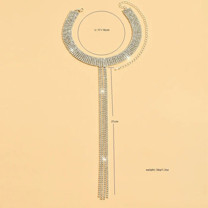 Elegant Claw Chain Water Diamond Tassel Necklace