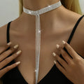 Elegant Claw Chain Water Diamond Tassel Necklace