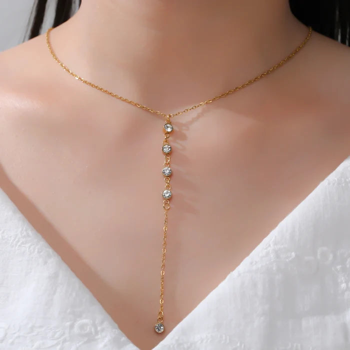 Elegant Clear Zircon Necklace - Stainless Steel