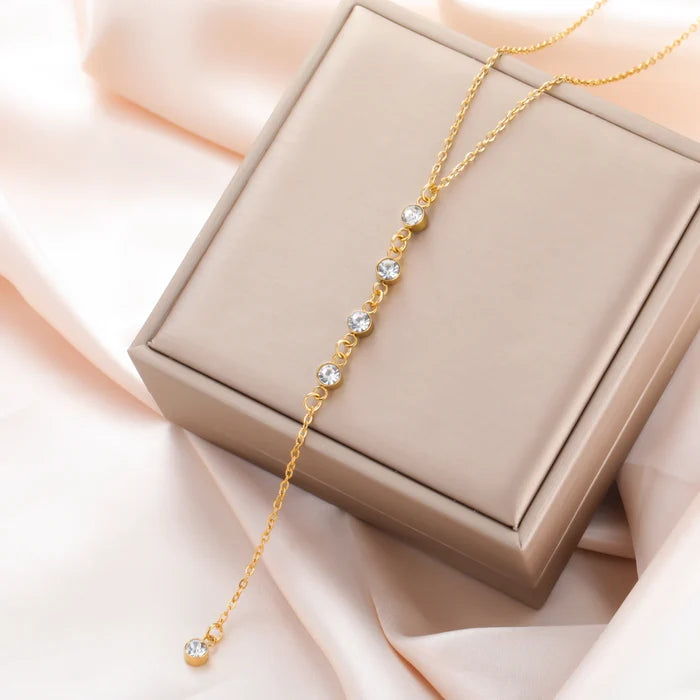Elegant Clear Zircon Necklace - Stainless Steel
