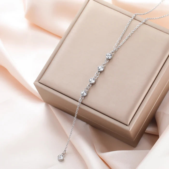 Elegant Clear Zircon Necklace - Stainless Steel