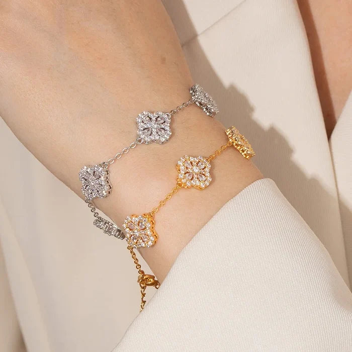 Elegant Copper Zircon Flower Bracelets