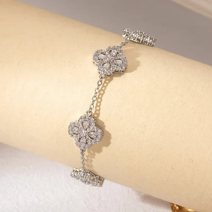 Elegant Copper Zircon Flower Bracelets