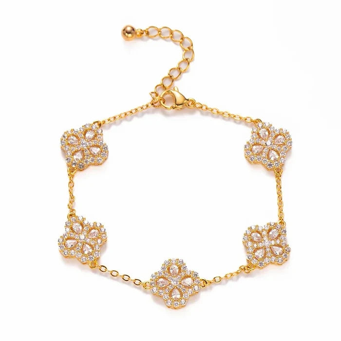 Elegant Copper Zircon Flower Bracelets