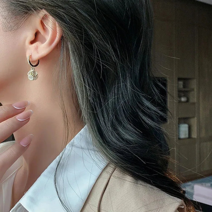 Elegant Crystal Cat Eye Dangle Earrings for Women