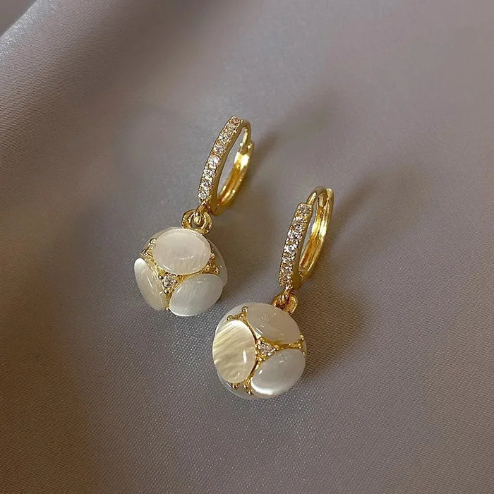 Elegant Crystal Cat Eye Dangle Earrings for Women
