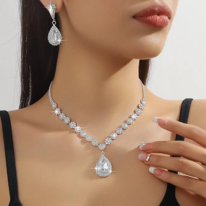 Elegant Crystal Rhinestone Arabic Wedding Jewelry Set