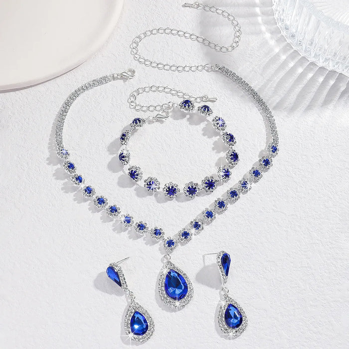 Elegant Crystal Rhinestone Arabic Wedding Jewelry Set