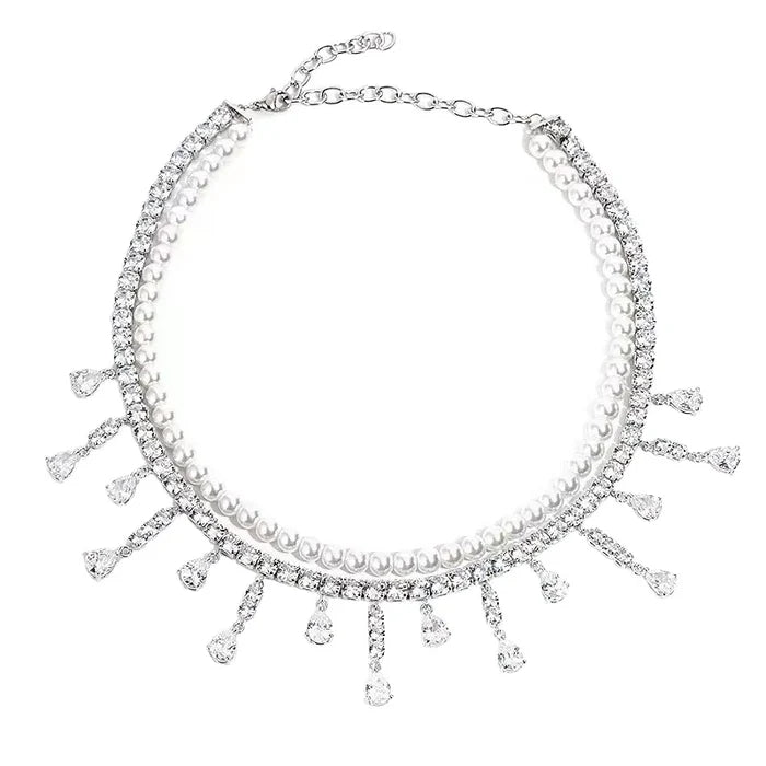 Elegant Diamond Cross Pendant Zircon Jewelry Set