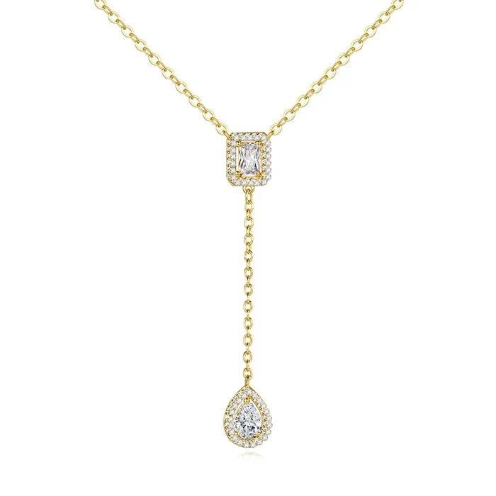 Elegant Droplet Pendant Necklace with Cubic Zirconia
