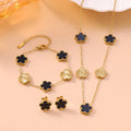 Black and Gold Five-Leaf Clover Lucky Set