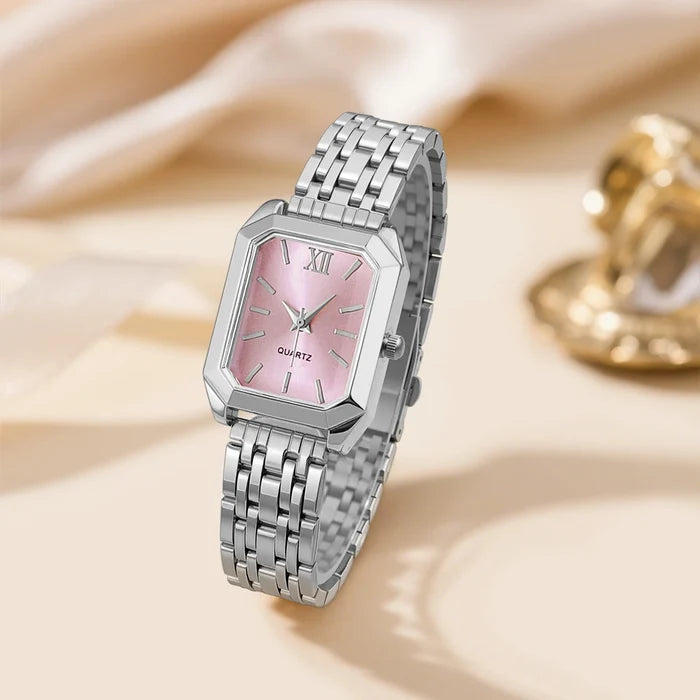 Elegant Gold & Silver Ladies Alloy Strap Watch