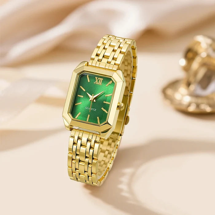 Elegant Gold & Silver Ladies Alloy Strap Watch