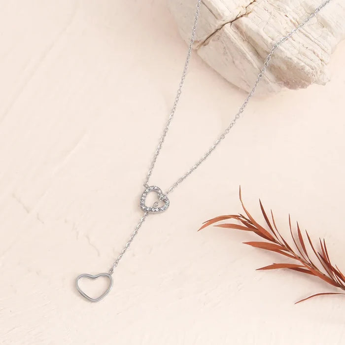 Elegant Heart Zircon Necklace for Women - PVD Plated
