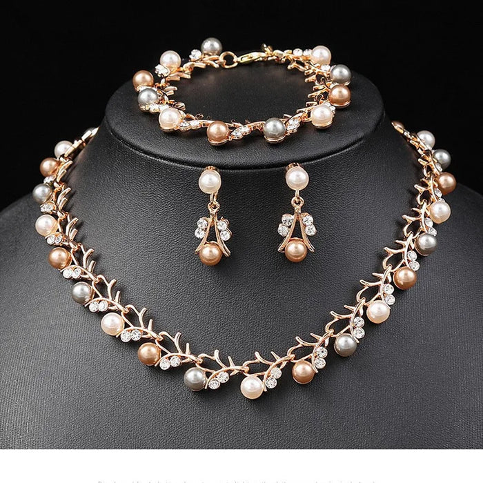 Elegant Korean Bridal Pearl Jewelry Set