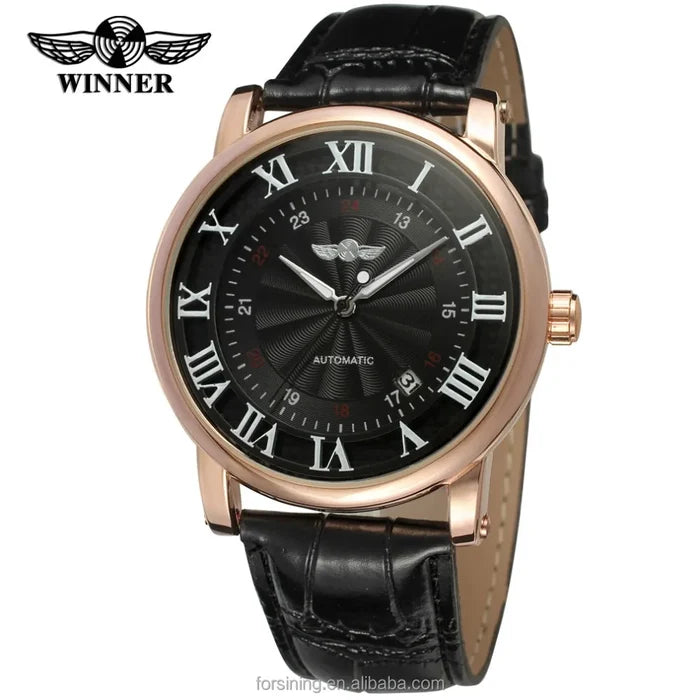 Elegant Men's Rose Gold Skeleton Watch