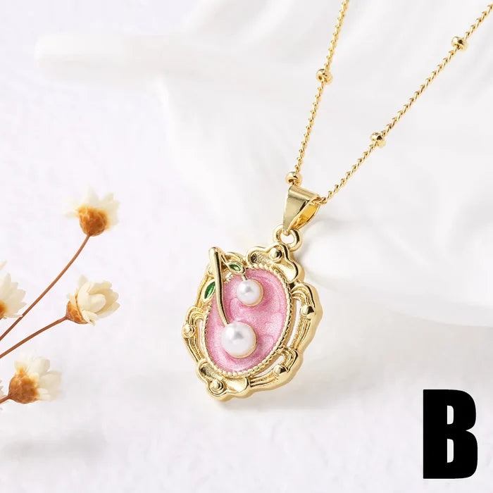 Elegant Oil Painting Necklace with Pearl Pendant