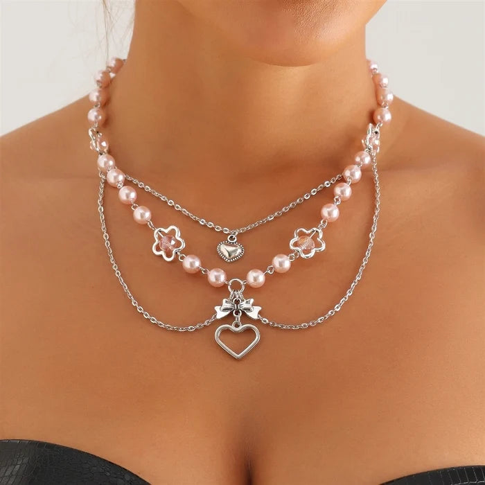 Elegant Pearl Heart Layered Necklace for Women
