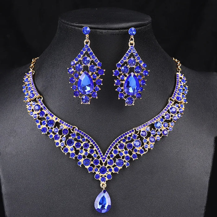 Elegant Rhinestone Necklace & Earrings Set