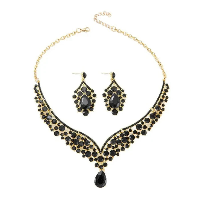 Elegant Rhinestone Necklace & Earrings Set