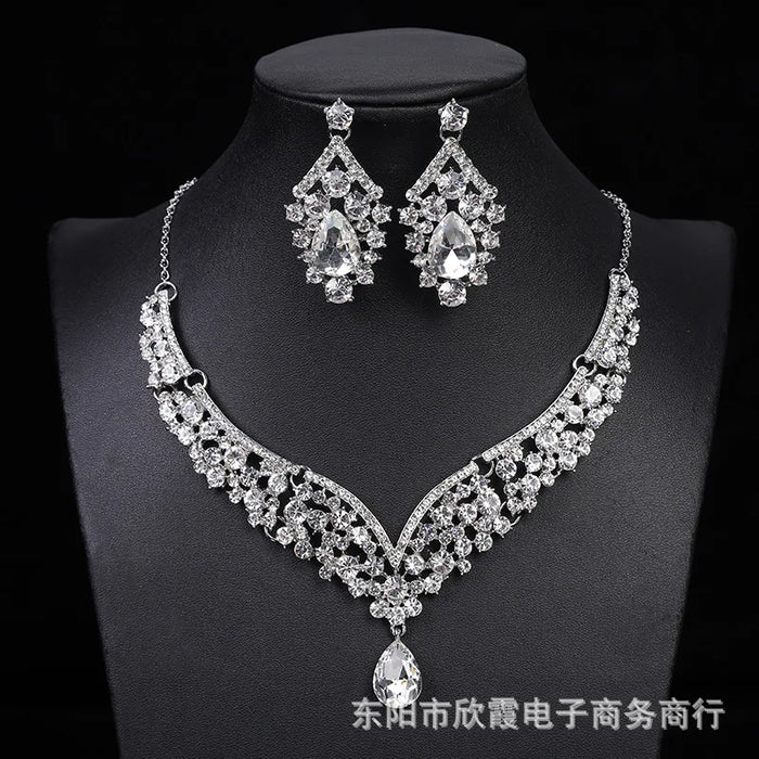 Elegant Rhinestone Necklace & Earrings Set