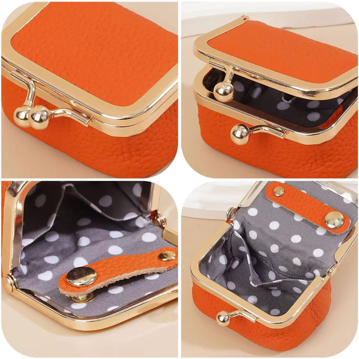 Elegant Small Jewelry Container – Mini Gold Leather Bag for Women’s Rings, Earrings, and Coins