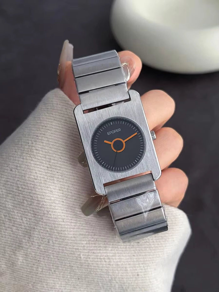 Elegant Square Quartz Watch  Stainless Steel Luxury Wristwatch