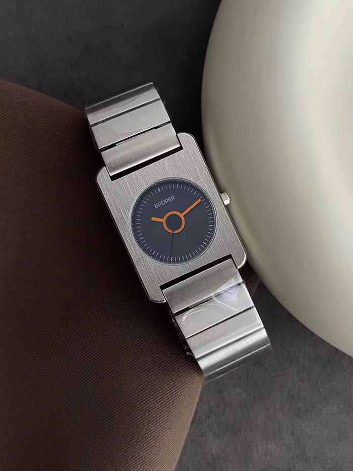 Elegant Square Quartz Watch  Stainless Steel Luxury Wristwatch
