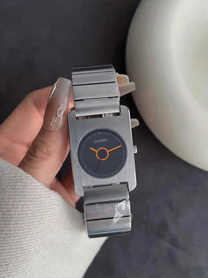 Elegant Square Quartz Watch  Stainless Steel Luxury Wristwatch