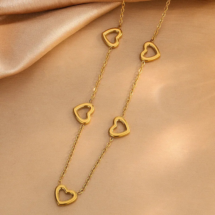 Elegant Titanium Heart Necklace Set - Non-fading & Versatile