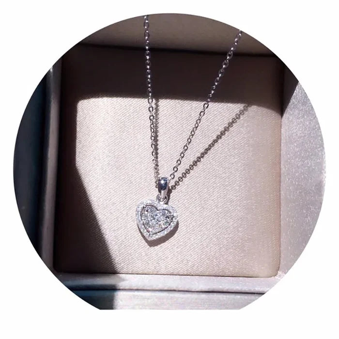 Elegant Valentine's Heart Necklace - 18" Zirconia