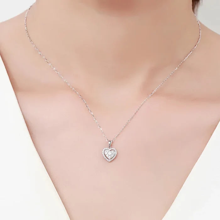 Elegant Valentine's Heart Necklace - 18" Zirconia