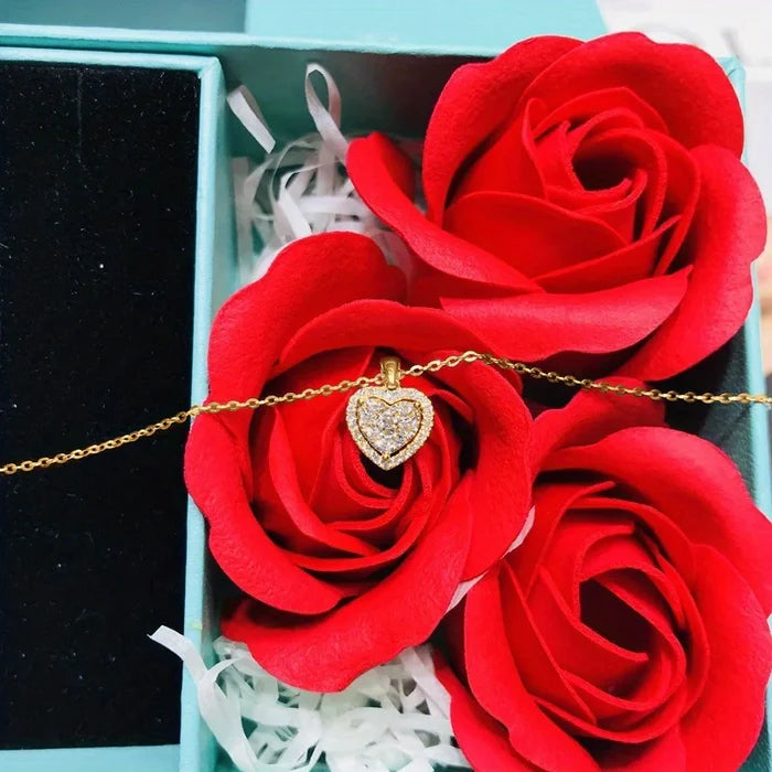 Elegant Valentine's Heart Necklace - 18" Zirconia