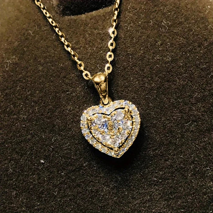 Elegant Valentine's Heart Necklace - 18" Zirconia