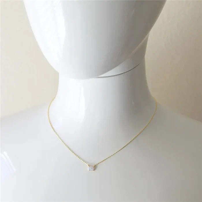 Elegant White Opal Pendant Necklace - Sterling Silver